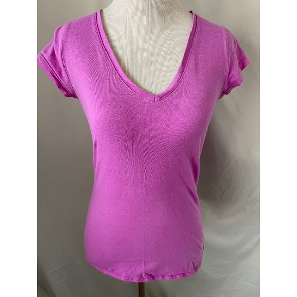 OP Pinkish-Purple Cap Sleeve V-Neck Tee - Picture 1 of 9